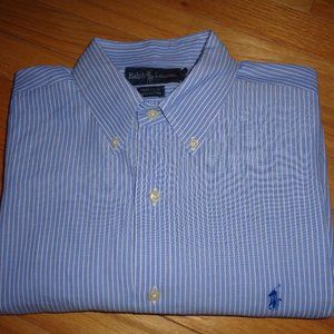 Ralph Lauren Long Sleeve Blue/White Striped Shirt